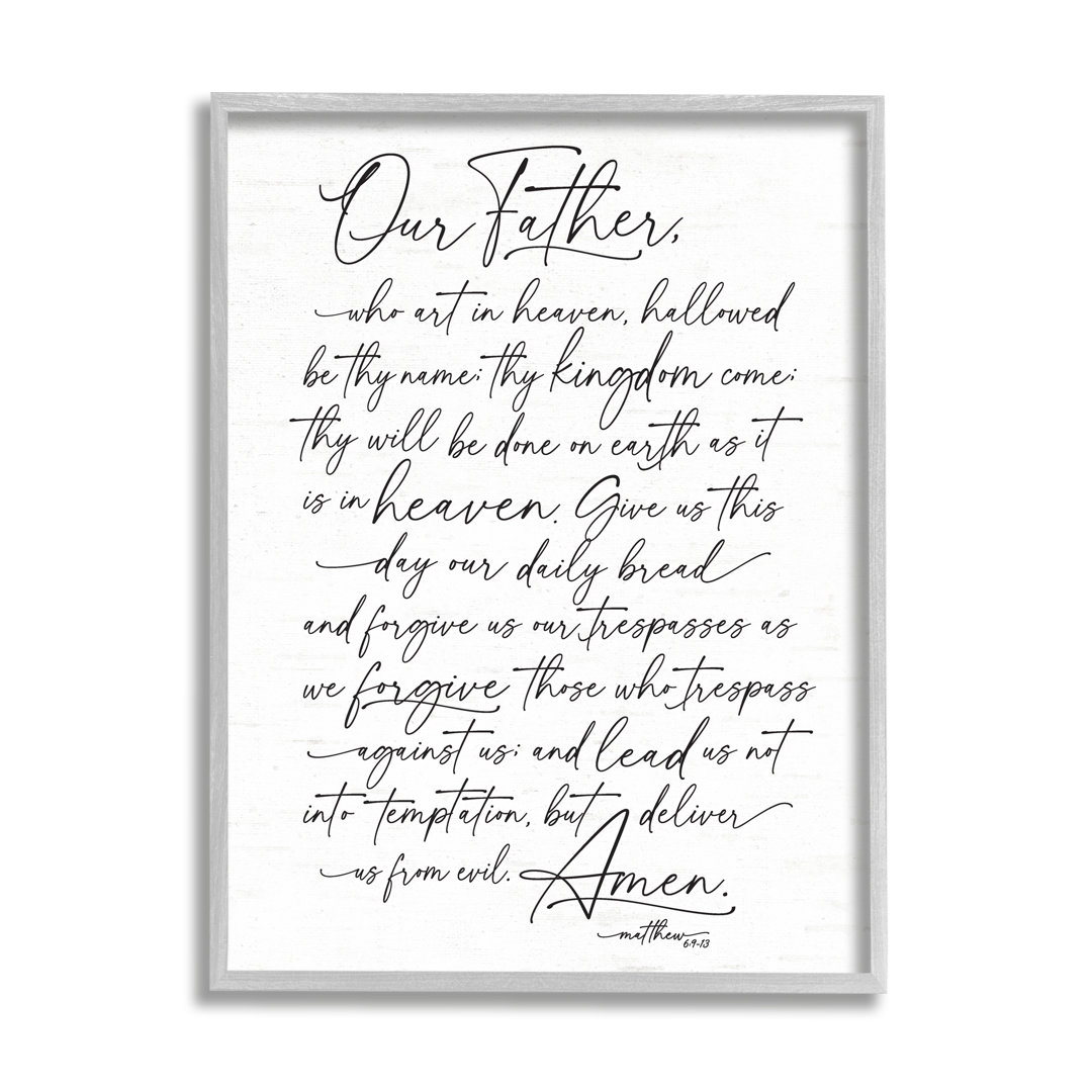 " Our Father Religious Prayer Reading Spiritual Scripture " Stupell Industries Frame