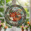 Panneau de vitrail en verre coloré Sleeping Fox, 7,8 heures-274934981