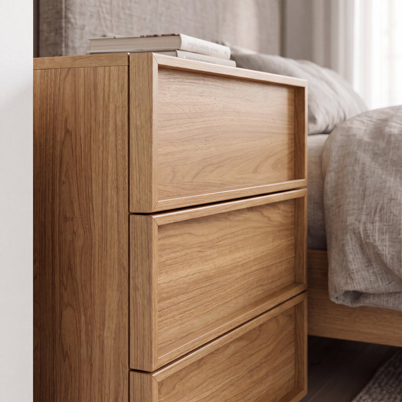 Commode moderne 3 tiroirs Abbate, Natural Oak