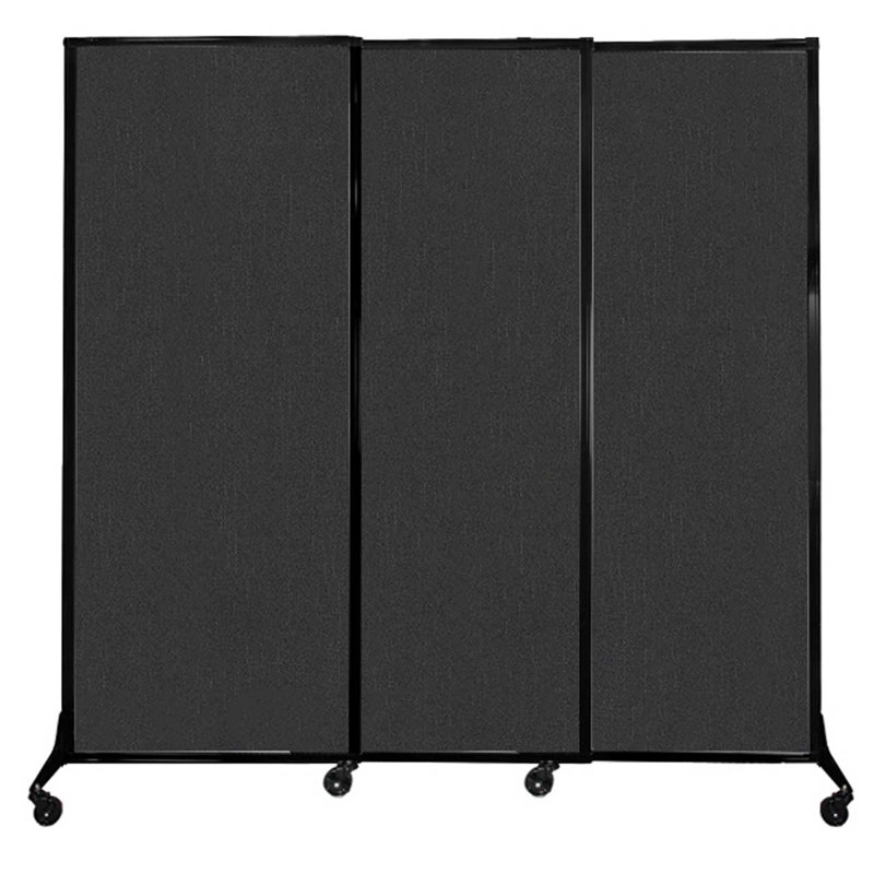Cloison coulissante à 3 panneaux QuickWall, Noir, H 80 po x l 84 po