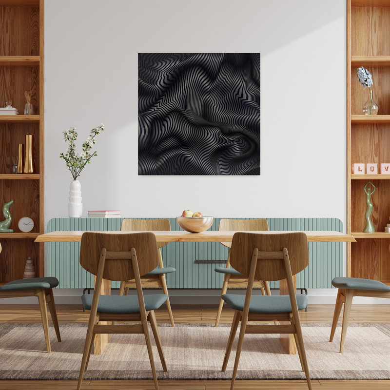Art contemporain, art moderne minimaliste abstrait, H 36 po x l 36 po, Noir