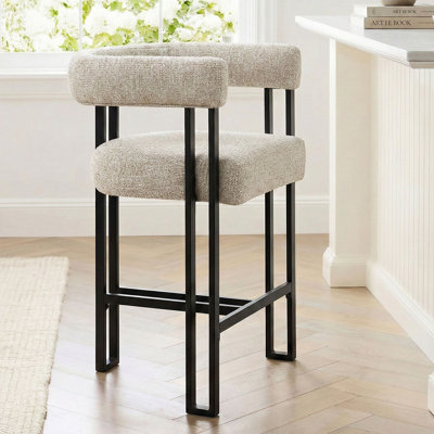 24" Upholstered Tweed Arm Counter Stool