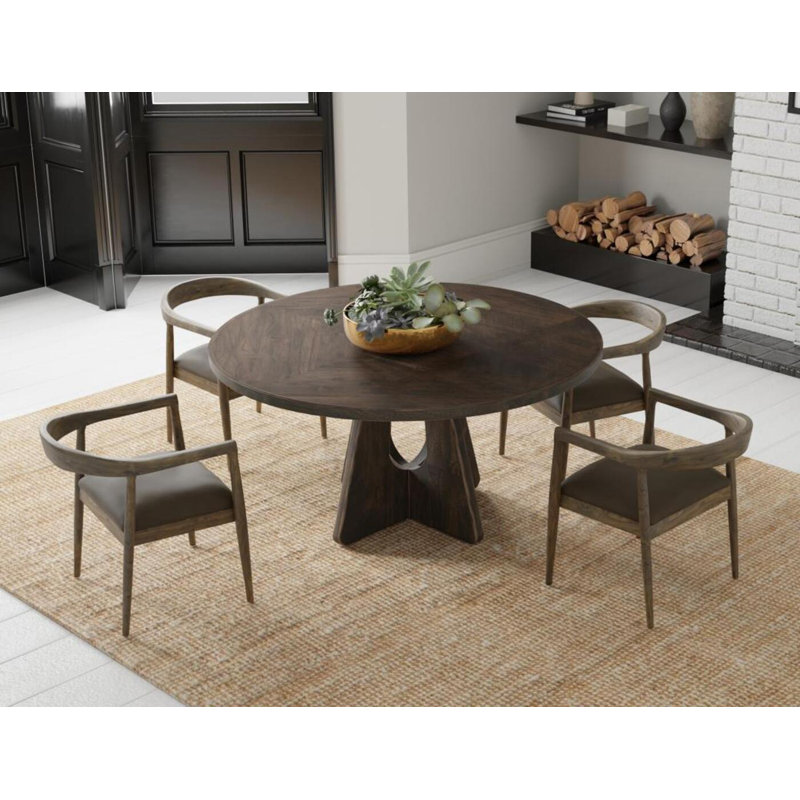 Table de salle à manger Balam, 30.5"H x 59.75"L × 59.75"W, Brun, Brun