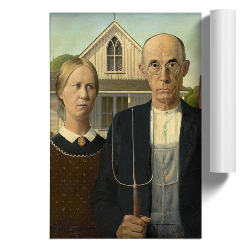 American Gothic by Grant Wood - No Frame Print, 42cm H x 30cm W x 0.1cm D