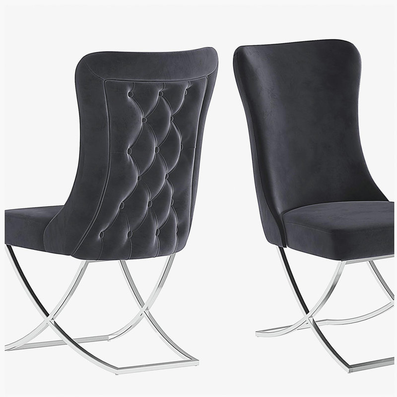 Ensemble de 2 chaises de salle à manger Noblesse, Argent argent, Noir