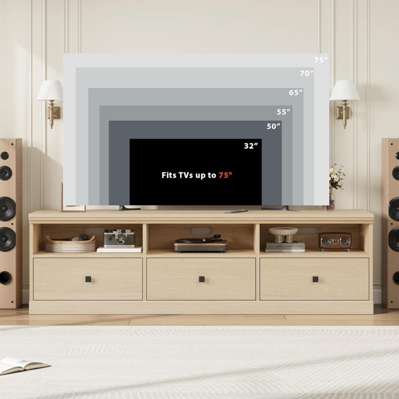 Meuble télé 70 po pour meuble télé 65/70/75 po avec tiroir et rangement, Jaune