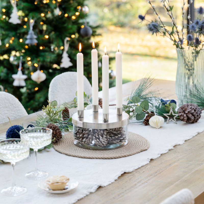 Glass Tabletop Candle Accessories, Silver