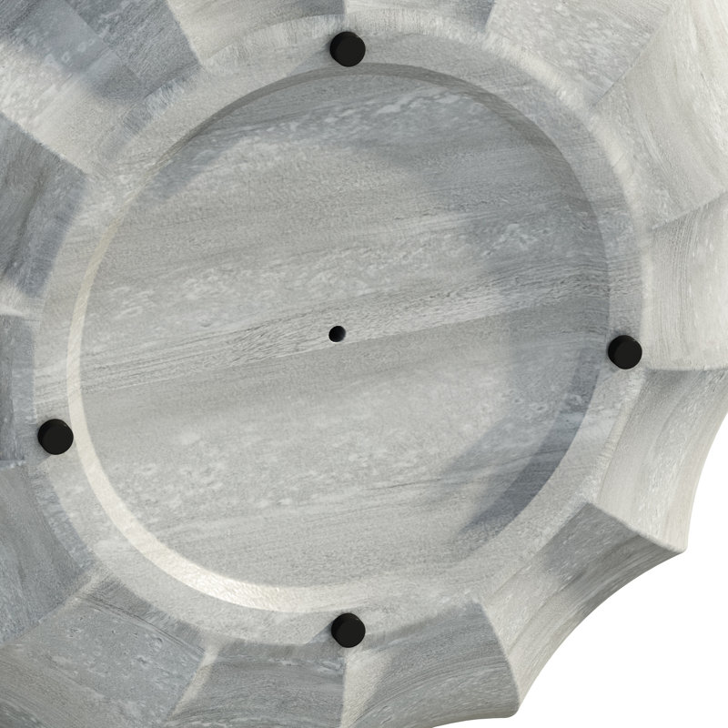 34.49" Round Cement Coffee Table In Marble White, Waterproof For Backyards And Balconies, Supports 220 Lbs, Hassle - Setup With White Surface, Great Indoor Outdoor Backyards, No Assembly Needed,