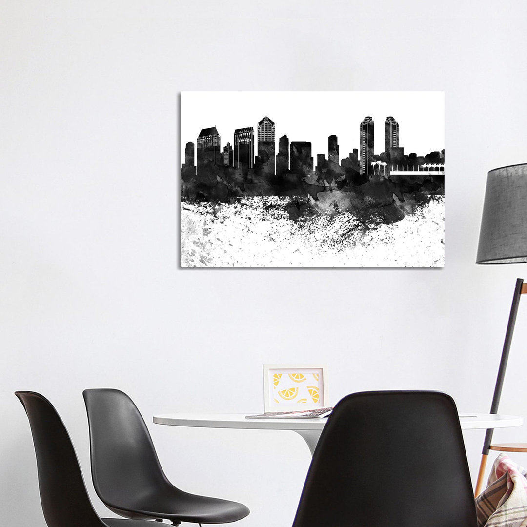 San Diego Skyline, Drops by WallDecorAddict - Wrapped Canvas Painting