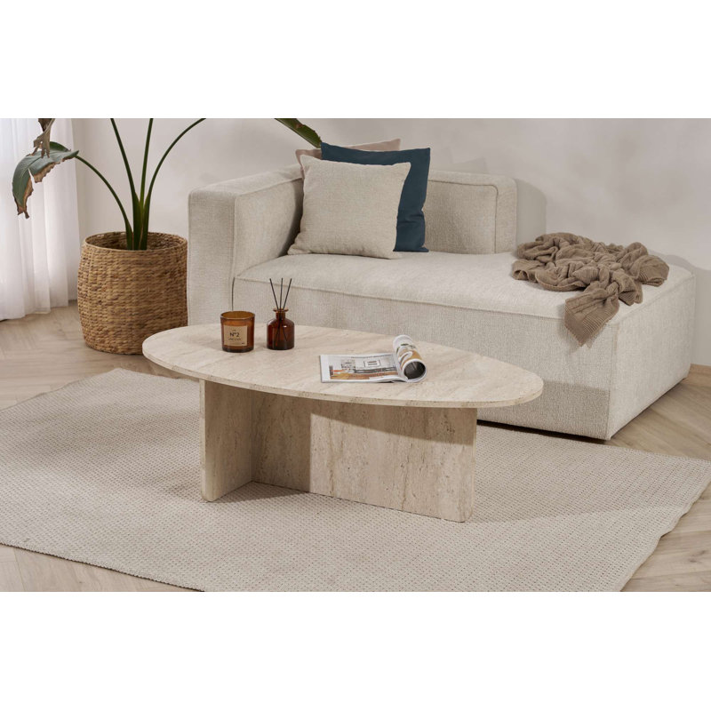 Modern Coffee Table, Travertine Color, 120 x 40 x 65 cm, 100% Melamine Coated Particle Board, Thickness: 0 cm, Sleek Design & Durable Finish, For Living Room & Contemporary Spaces