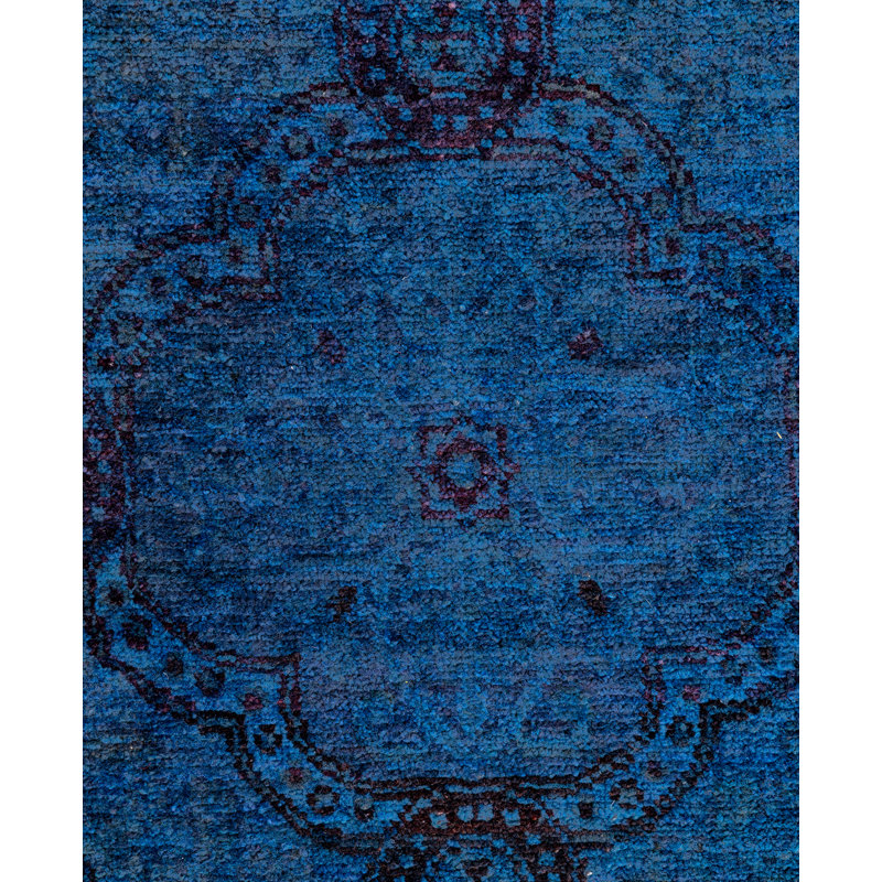 Overdyed Hand-Knotted Wool Modern-Contemporary Navy Area Rug 5' 10" x 8' 1"