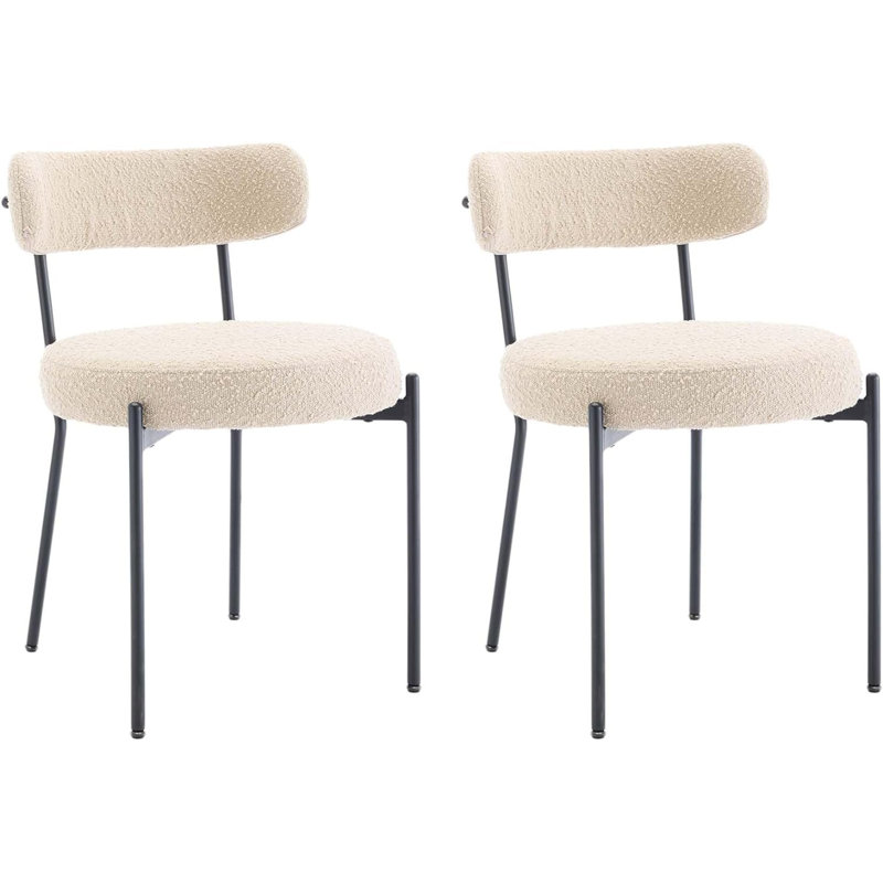Crystianna 11'' H Upholstered Side Chair, Beige, Black