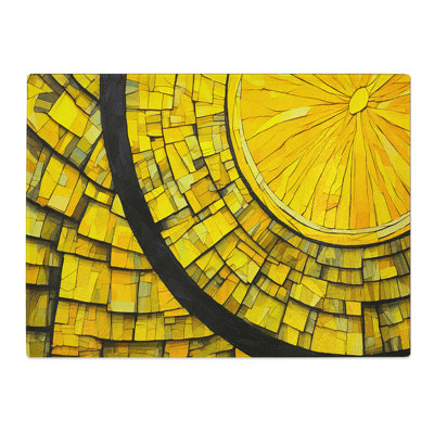 Sliced Lemon Abstract  Glass Chopping Board