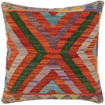 Coussin Boho Chic Schmitt tissé à la main en kilim - 17 po x 18 po