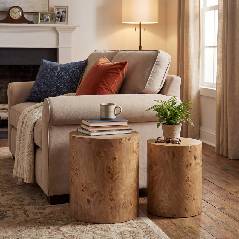 Ensemble de tables basses gigognes Eames, Naturel