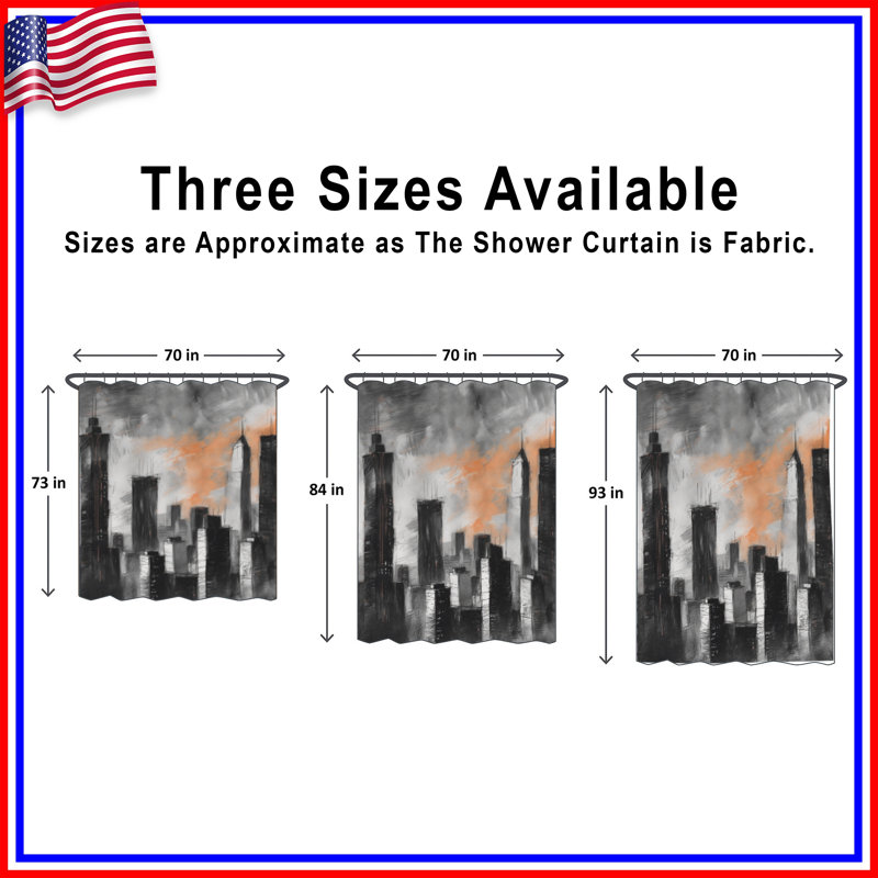Rideaux de douche Urban Skyline Illustration, 70 po L x 84 po H