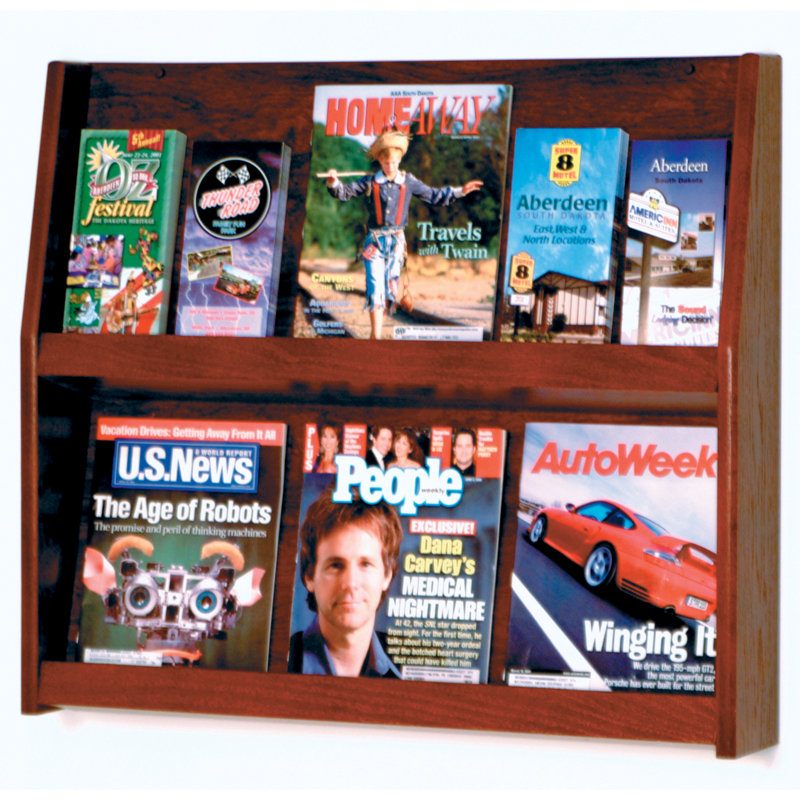 Présentoir mural 6 magazines / 12, Acajou