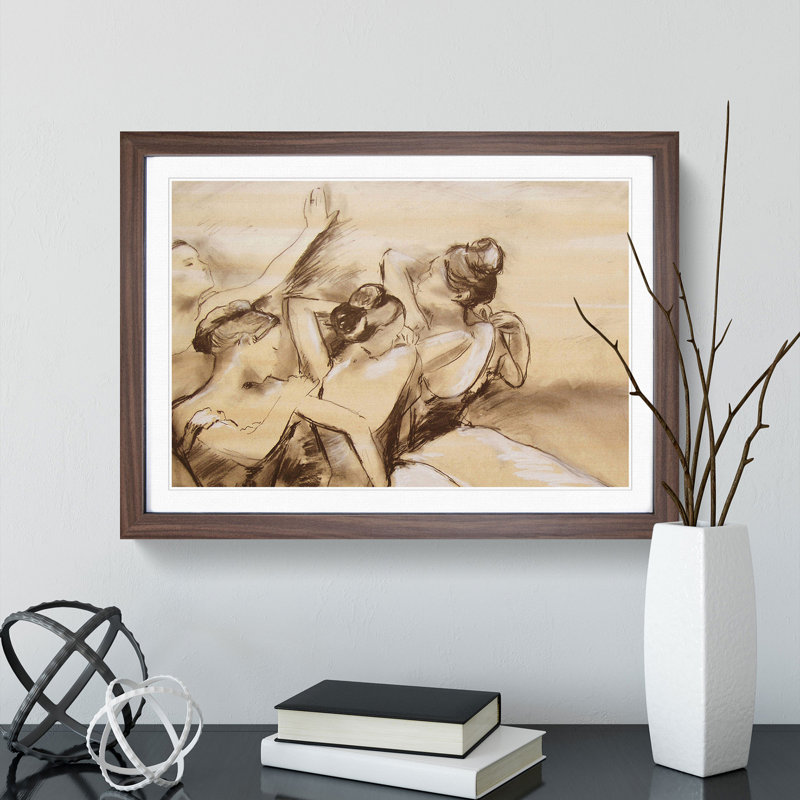 Study of Ballet Ballerina Dancers Vol.1 by Edgar Degas - Framed Print, Walnut Framed, 27cm H x 36cm W x 2cm D