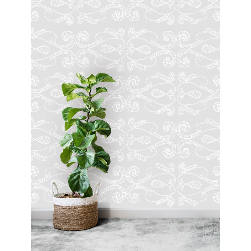 Susan Hable Damask Wallpaper by Susan Hable, Light Gray