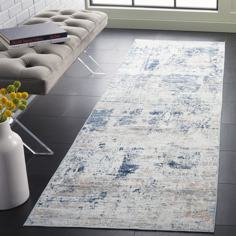 Tapis beige / bleu Malibu 944, Tapis de couloir 2 pi 6 po x 8 pi