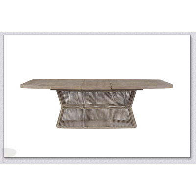 Table de salle à manger extensible au fini caramel avec base en corde unique, pour une décoration intérieure polyvalente et élégante