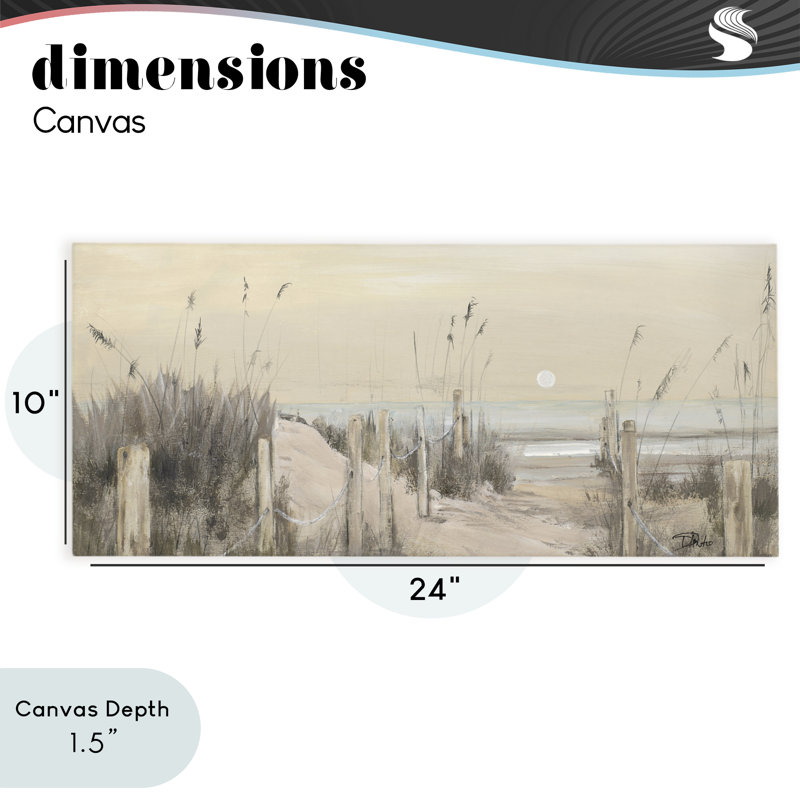 Toile White Moon Over Ocean, design par Patricia Pinto, H 10 po x l 24 po