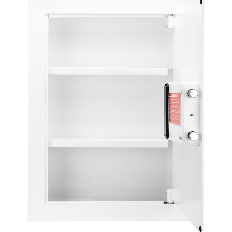 Right Opening White Biometric Wall Safe - 120 Fingerprint Module, Steel Construction, Adjustable Shelves For Precious Belongings Solid