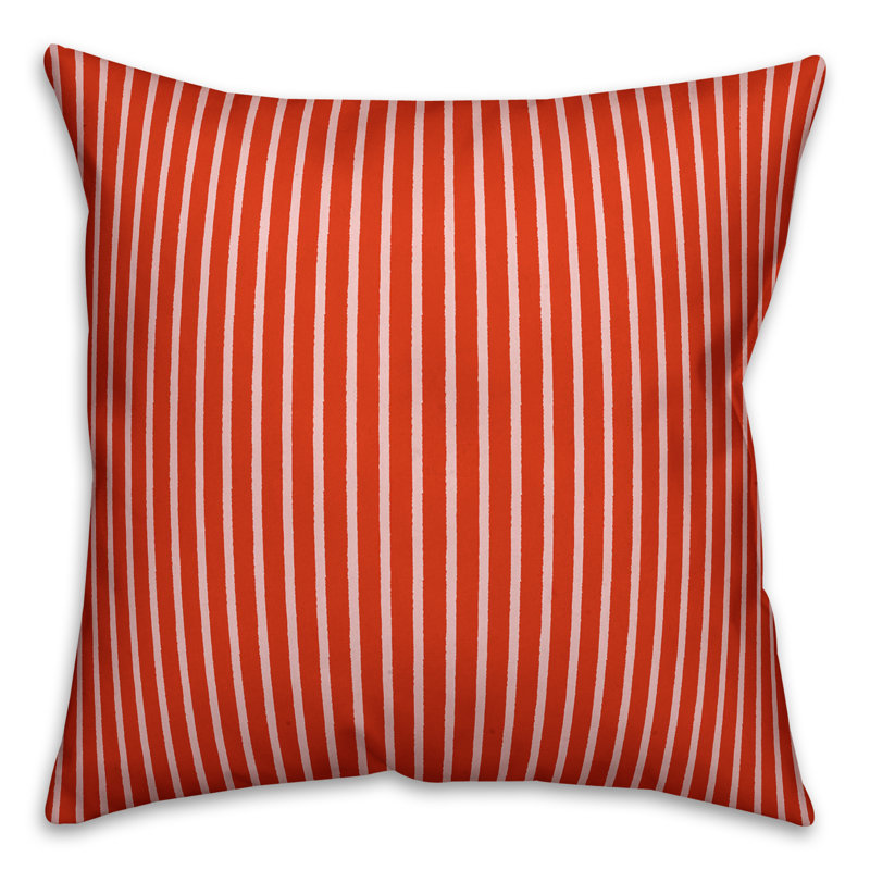 Oreiller carré à rayures, 16 po x 16 po, Intérieur, Rouge