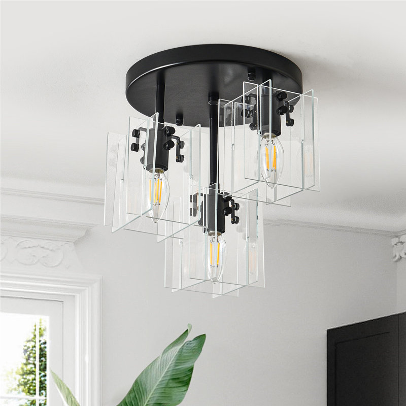 Plafonnier encastré 3 lumières noir