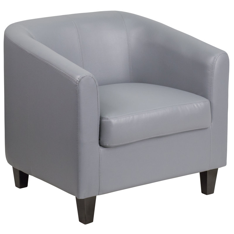 Faux Leather Armchair, Gray Leather