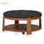 Grande table basse moderne avec repose-pieds rond avec rangement à 2 niveaux et revêtement capitonné imperméable capitonné-985589179
