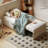 40.55"Cream Microfiber Modular Storage Single Convertible Sofabed Couch