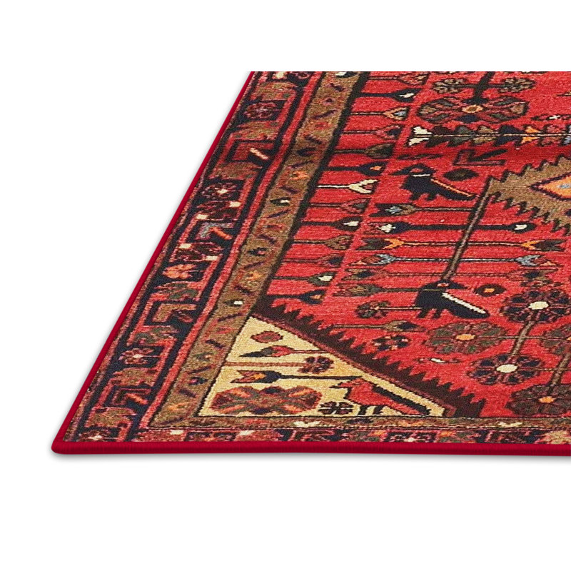 Tapis rouge/brun/beige traditionnel Veana, Rectangle 4 pi x 6 pi