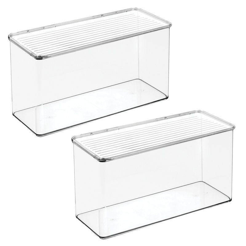 Stackable Hinged-Lid Pantry or Kitchen Storage Box - Lidded Storage Box for Organizing Cabinets and Under Sinks