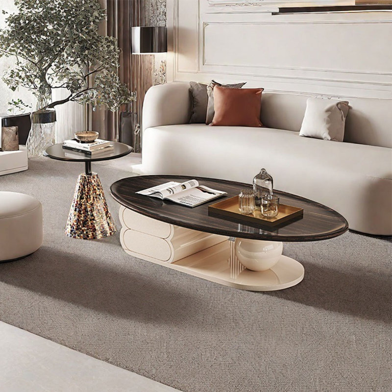 Table basse moderne et simple avec salon ovale, H 15,7 po x L 43,3 po x l 23,6 po