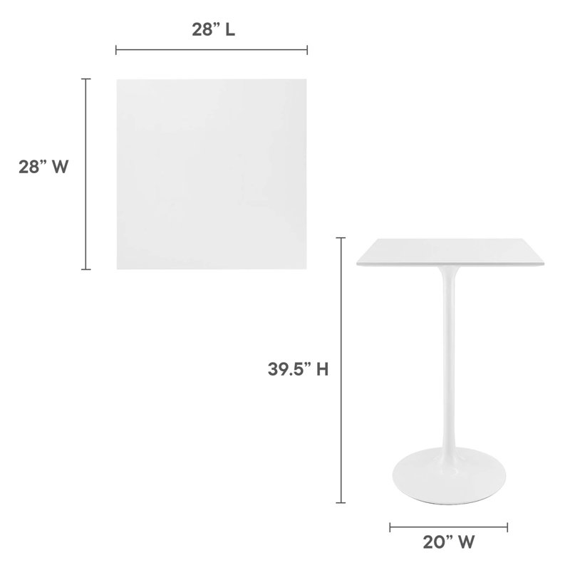 Lippa 28" Square Bar Table, White