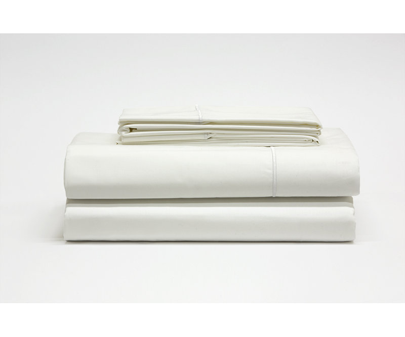 Ensemble de draps en percale de coton de qualité égyptienne à densité de tissage 300 fils Dellview, Très grand, Blanc