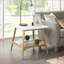 Table basse Mid-Century blanc cassé - structure en bois massif Tablette de rangement inférieure pour le salon