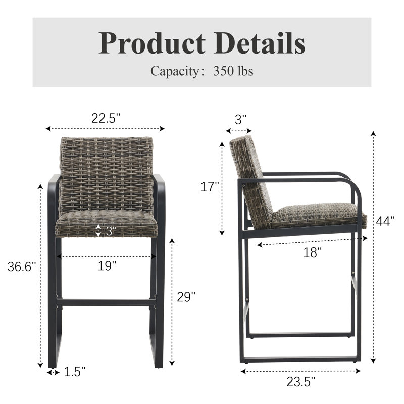 Tabouret de bar en PE, Gris