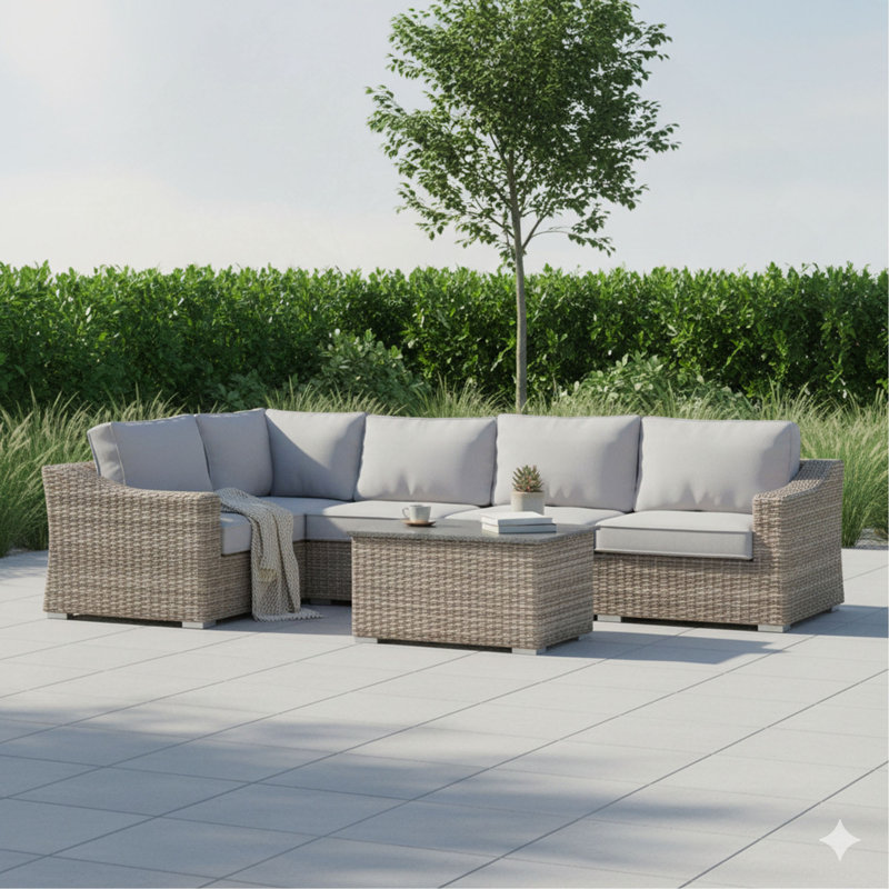Ensemble de conversation d'extérieur en osier pour 4 personnes - Ensemble de canapé de jardin entièrement assemblé