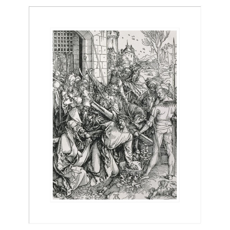 «The Bearing of the Cross» de la série «Great Passion» par Albrecht Dürer, estampe numérique encadrée