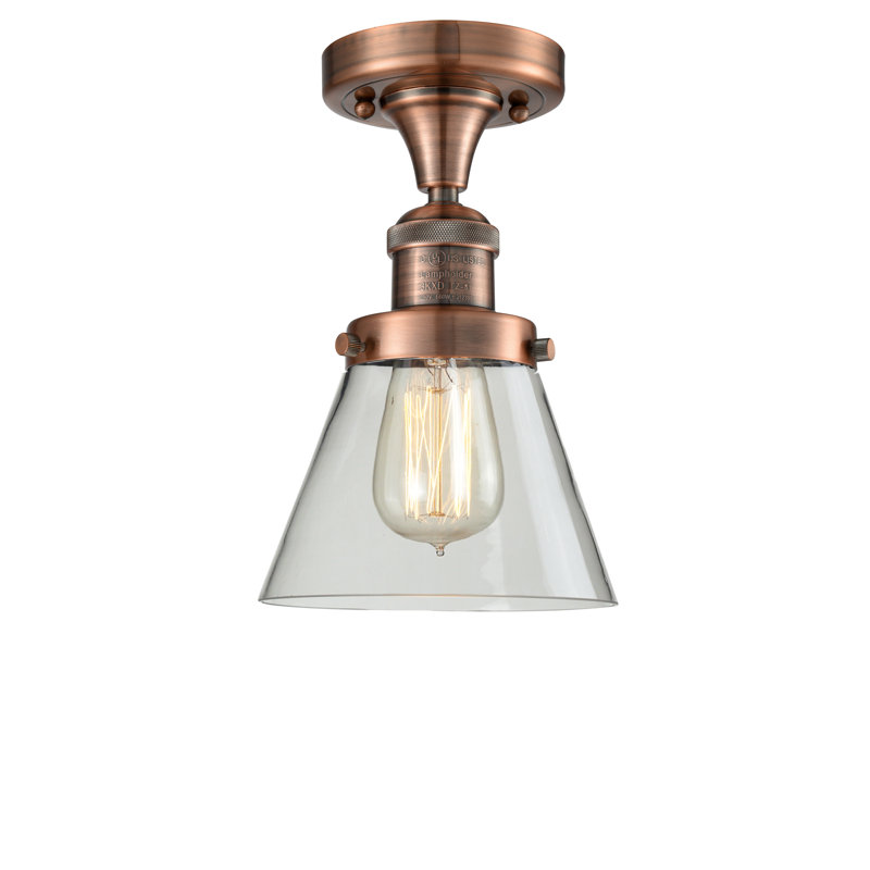 Plafonnier semi-encastré 1 lumière 6,5 po 1 lumière, Cuivre antique, Transparent