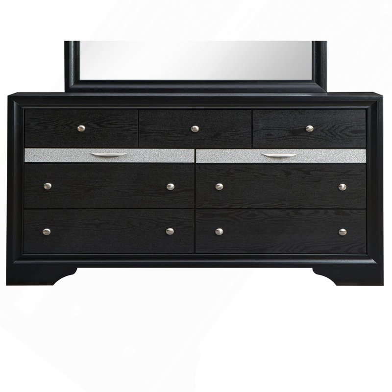 Madrid 9 Drawer Dresser Black, Black