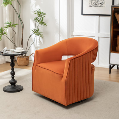 Fumiyo Velvet Swivel Barrel Chair