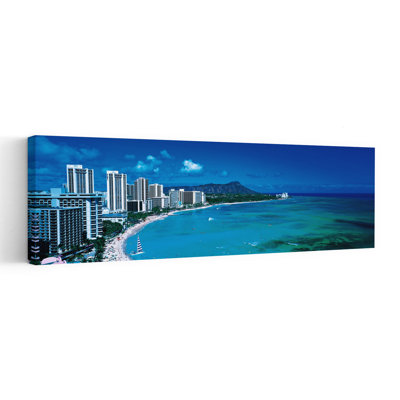 Waikiki Beach Honolulu Oahu HI USA by Collezione Panoramica - Wrapped Canvas Panoramic Print