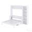 Lit escamotable double avec bureau et bibliothèque, blanc-133218296