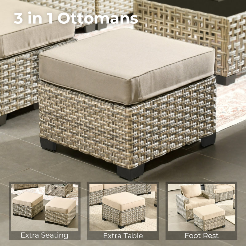 Ensemble de conversation 7 pièces avec coussins 7 pièces, Beige