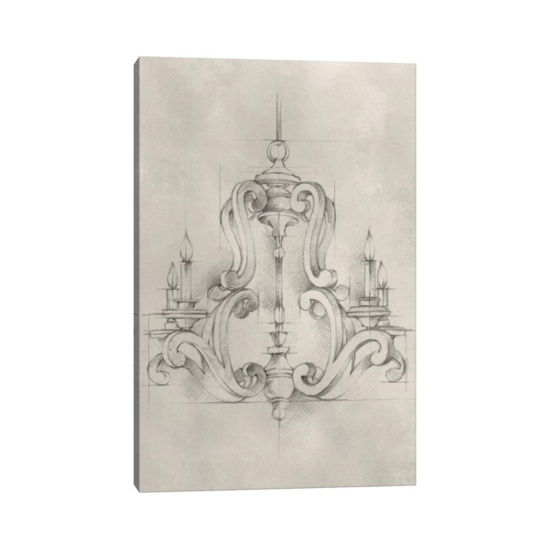 Chandelier Schematic II by Ethan Harper - Wrapped Canvas Gallery-Wrapped Canvas Giclée, 20.32 cm H x 30.48 cm W