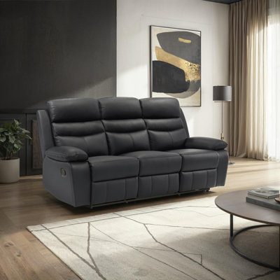 Canapé inclinable manuel et moderne en cuir fleur 86,5 po Kaniel