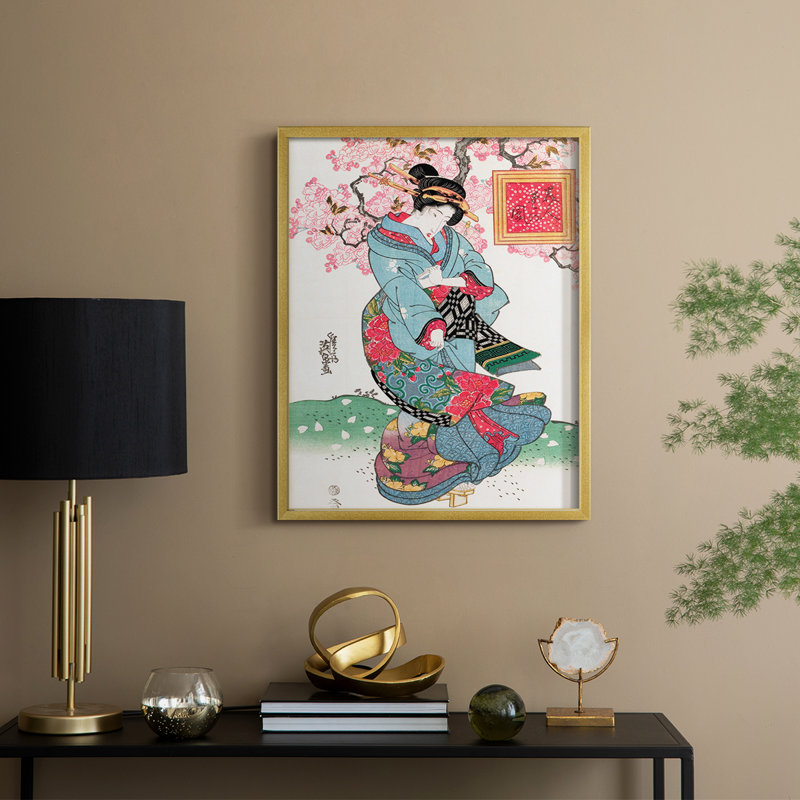 «VintageJapan I», reproduction encadrée - bois massif, Doré, H 11 po x l 9 po